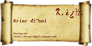 Krier Ábel névjegykártya